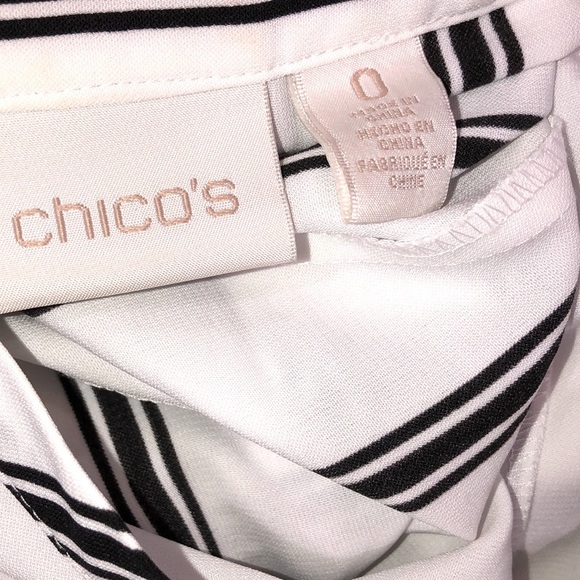 Chico’s 0/small white & black striped tunic top - Picture 6 of 7
